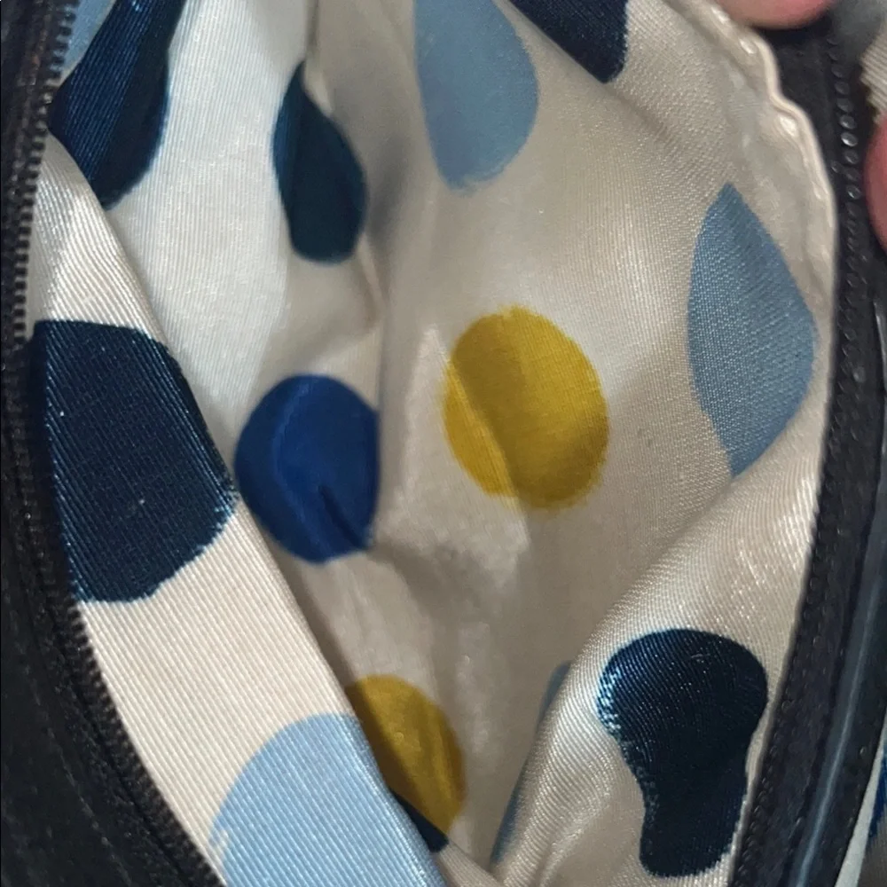 Kate Spade Black Shoulder Bag polka dot interior